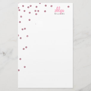 PERSONAL NOTE polka dot confetti pink glitter Stationery