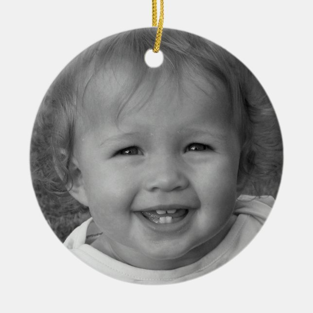 Personal Photo and Custom Text Red Ceramic Tree Decoration (Front)