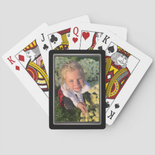 Personal Photo Beveled Black Frame Playing Cards