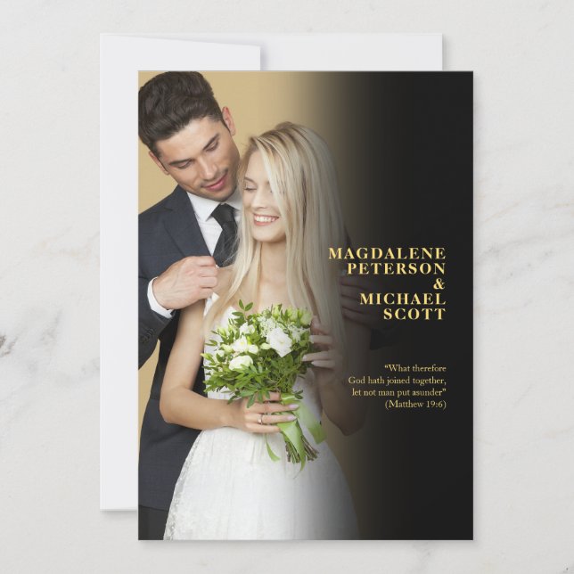 Personal Photo Black Gradation Wedding Invitation (Front)