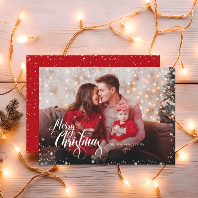 Personal Photo Merry Christmas Red Holiday Card (Creator Uploaded)