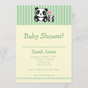 Personal Photo Panda Baby Shower - Green Invitation