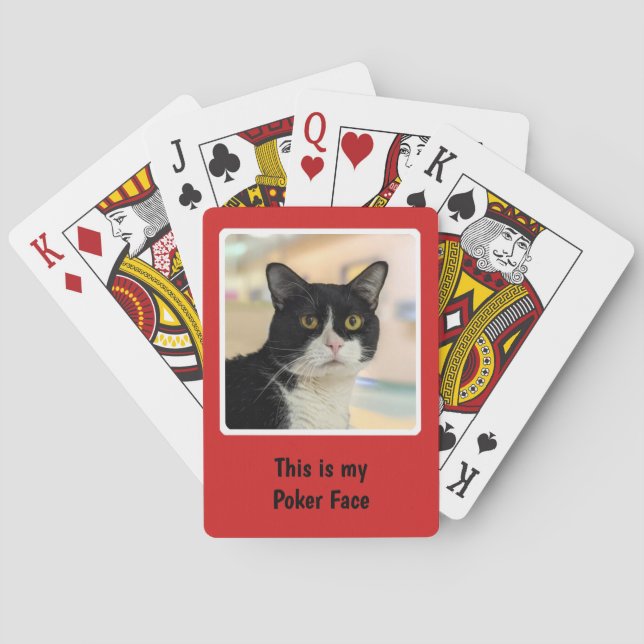 Personal Photo Red Window Frame Playing Cards (Back)