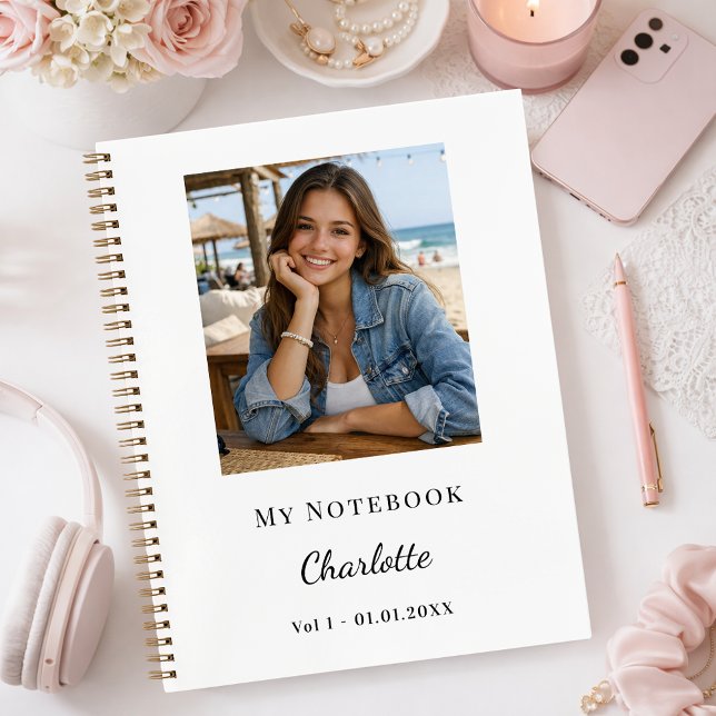 Personal Photo White Script Journal (Creator Uploaded)