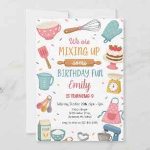 Personal Pink Baking birthday Invitation