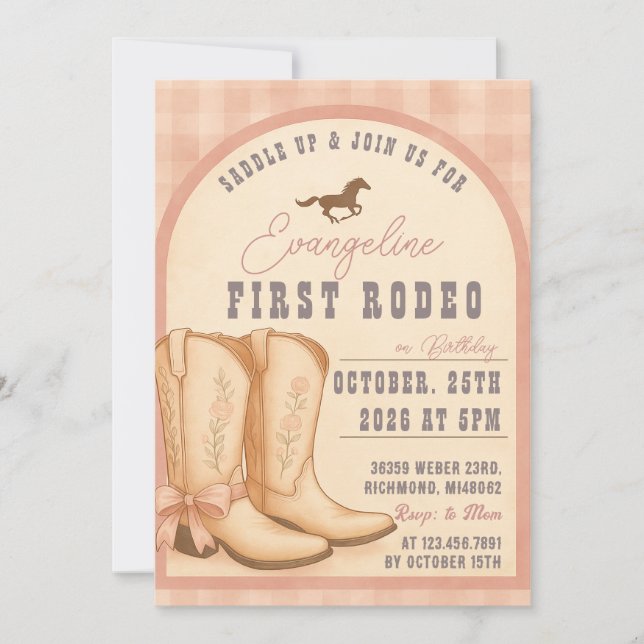 Personal Pink Cowgirl Rodeo Western Birthday Invitation (Front)