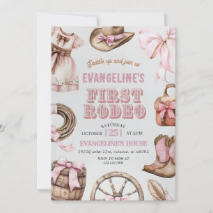 Personal Pink First Rodeo Cowgirl Birthday Invitation