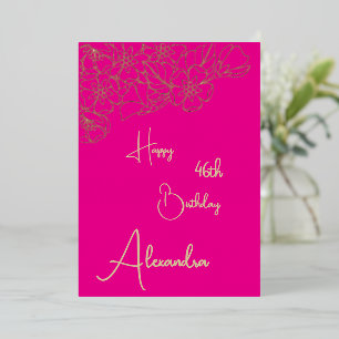 Personal Pink & Gold Named & Aged Birthday Card