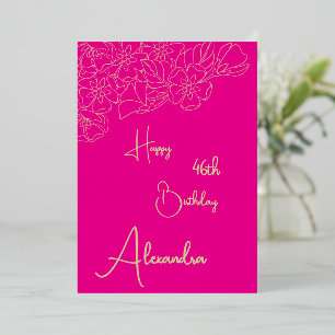 Personal Pink  & Gold Named & Aged Birthday Card