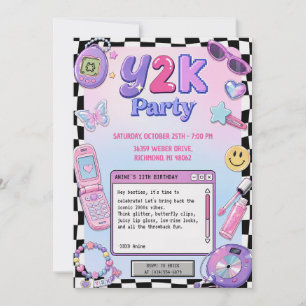 Personal Pink Message Chat Y2K Birthday Invitation