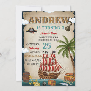Personal Pirate Birthday Party Invitation Card