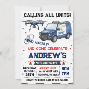 Personal Police Officer Birthday party Invitation