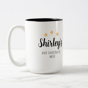 Personal Pretty Floral and Stars Hot Chocolate  Two-Tone Coffee Mug