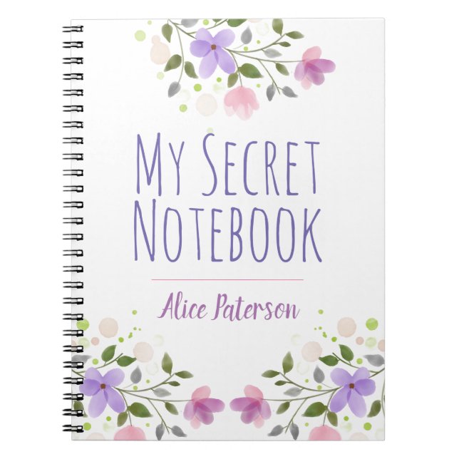 Personal Private Notebook with Flowers (Front)