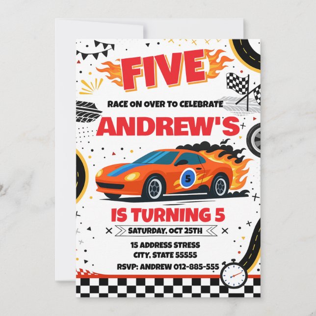Personal Racecar boy Sports birthday party Invitation (Front)