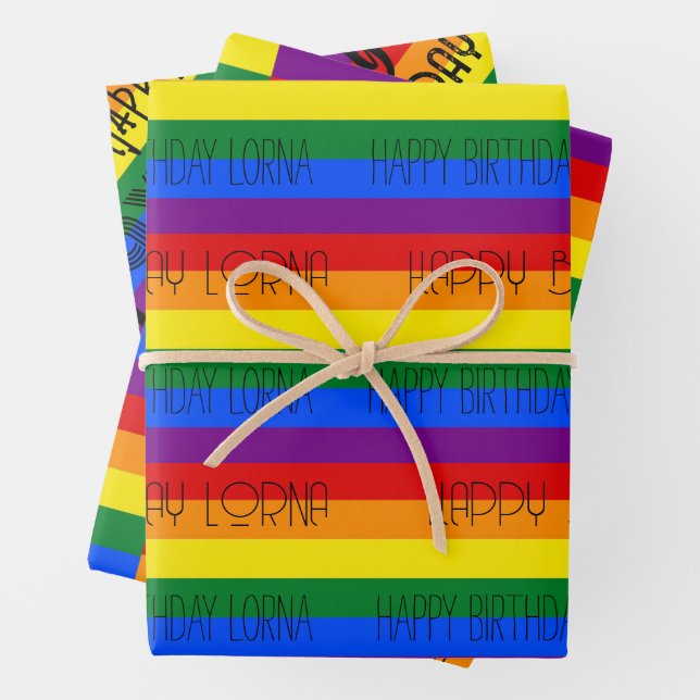 PERSONAL rainbow pride wrapping paper 3 designs  (In situ)