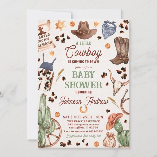 Personal Ranch CowBoy Baby Shower  Invitation (Front)