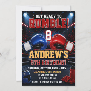 Personal Ready to Rumble Boxing birthday Invitation