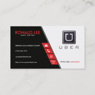 Personal Ride Sharing Uber Driver Business Card