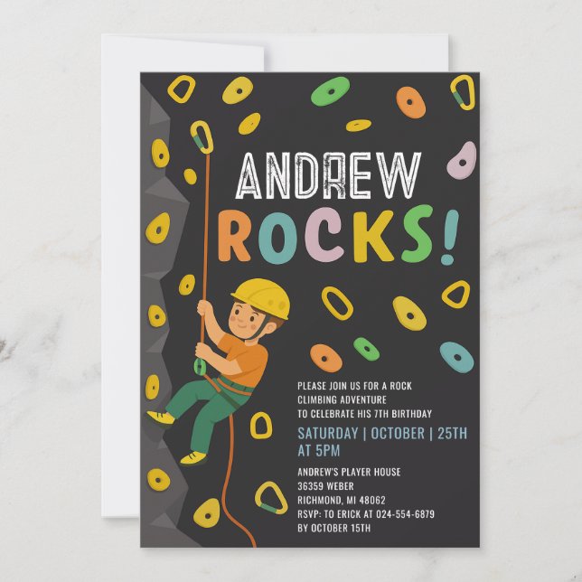 Personal Rock Climbing Birthday Party Invitation (Front)