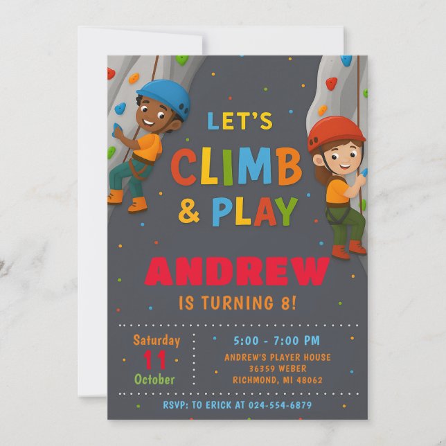 Personal Rock Climbing Birthday Party Invitation (Front)