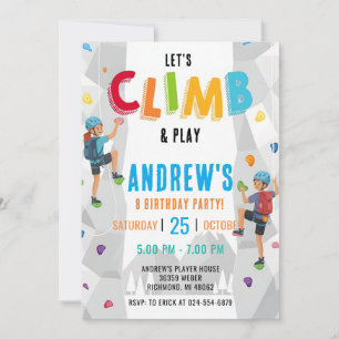 Personal Rock Climbing Birthday Party Invitation