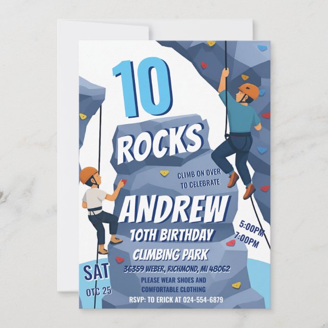 Personal Rock Climbing Birthday Party Invitation (Front)