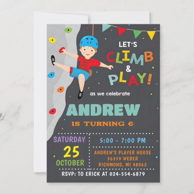 Personal Rock Climbing Birthday Party Invitation (Front)