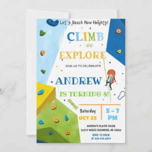 Personal Rock Climbing Birthday Party Invitation