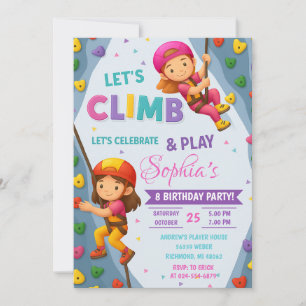 Personal Rock Girl Climbing Birthday Party Invitation