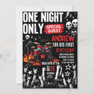 Personal Rock Star First Birthday Invitation
