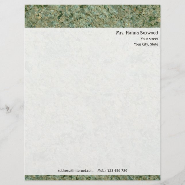 Personal Rock Texture with Return Address Customised Letterhead (Front)