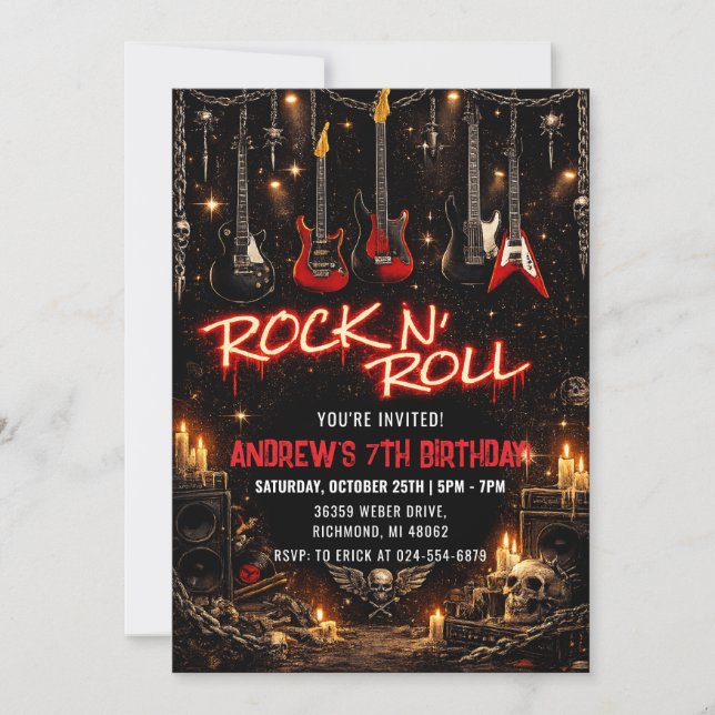 Personal Rockstar Birthday Invitation (Front)