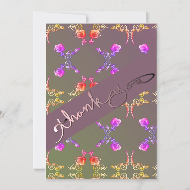 Personal Rose Hearts Stationery  Envelope Thank You Card (Back)