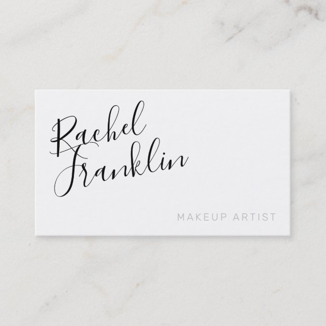PERSONAL script name modern chic plain black white Business Card (Front)