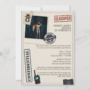 Personal Secret Agent Birthday Invitation