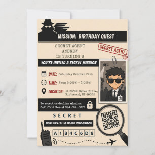 Personal Secret Agent Spy Birthday Invitation