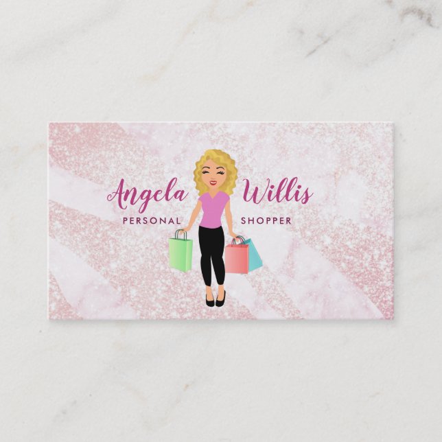 Personal Shopper Blonde lady logo Business Cards (Front)
