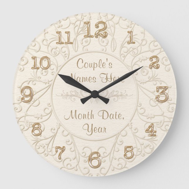 Personal Shower Gift Ideas for the Bride YOUR TEXT Large Clock (Front)