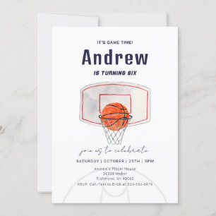 Personal Simple Basketball Birthday with photo Invitation
