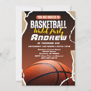 Personal Simple Basketball Birthday with photo Invitation