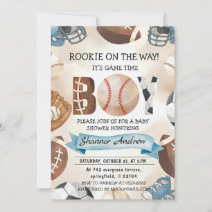 Personal Simple Sports Baby Shower water color  Invitation