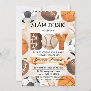 Personal Simple Sports Baby Shower water colour  Invitation