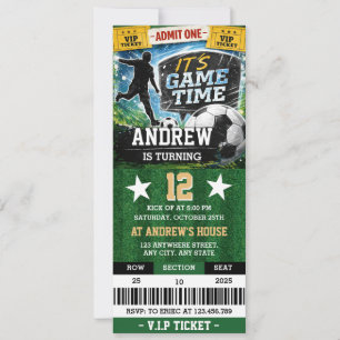 Personal Soccer Ball Ticket Birthday for Boys Invitation