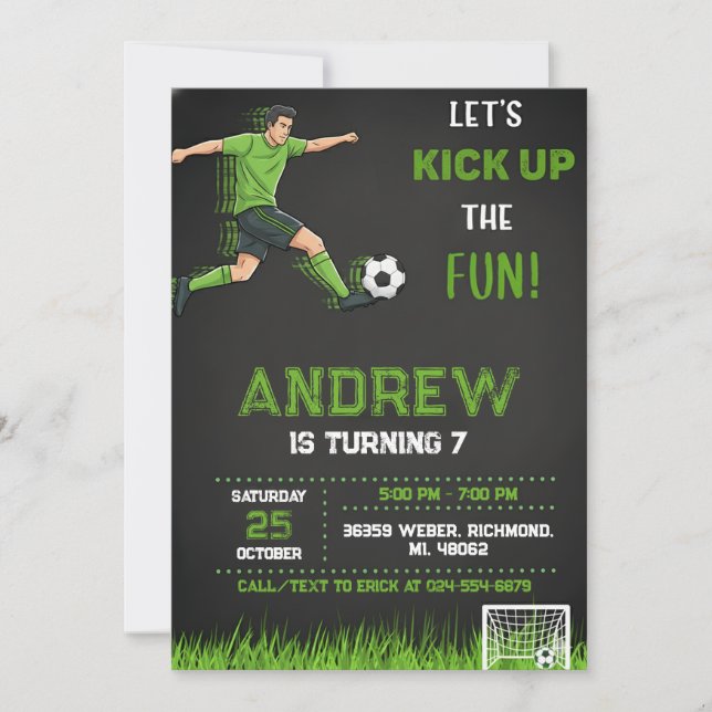 Personal Soccer Birthday Invitation (Front)