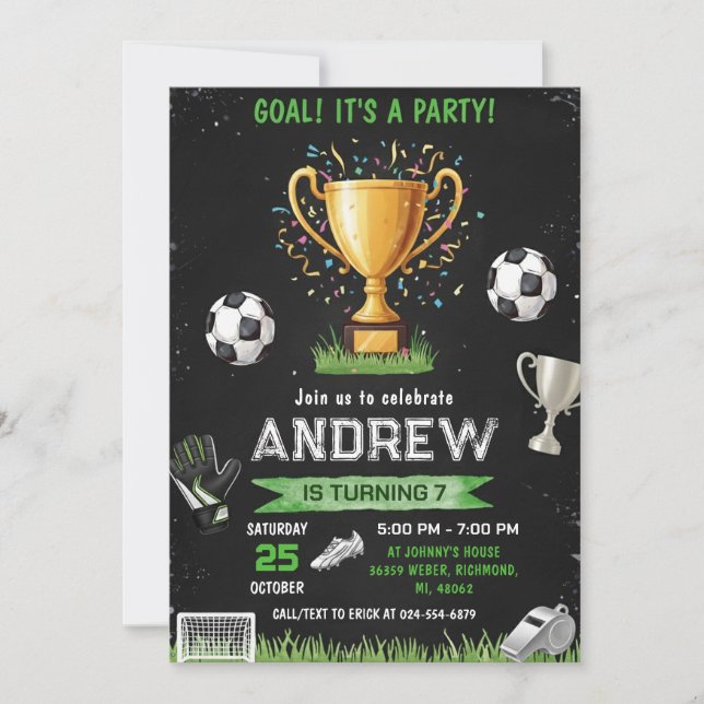 Personal Soccer Birthday Invitation (Front)