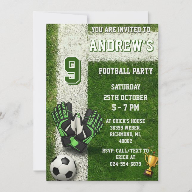 Personal Soccer Birthday Invitation (Front)
