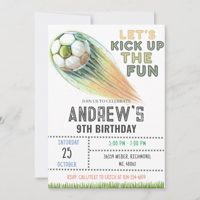 Personal Soccer Birthday Invitation Template (Front)