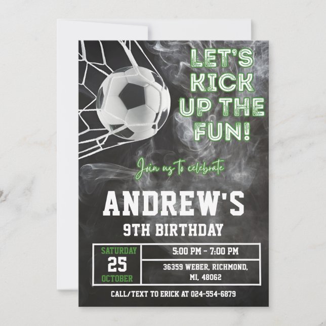 Personal Soccer Birthday Invitation Template (Front)