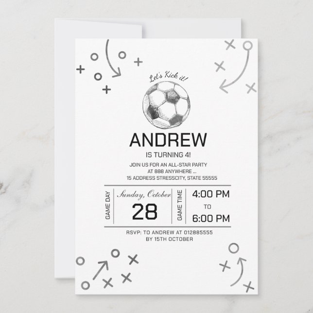 Personal soccer birthday party invitation (Front)